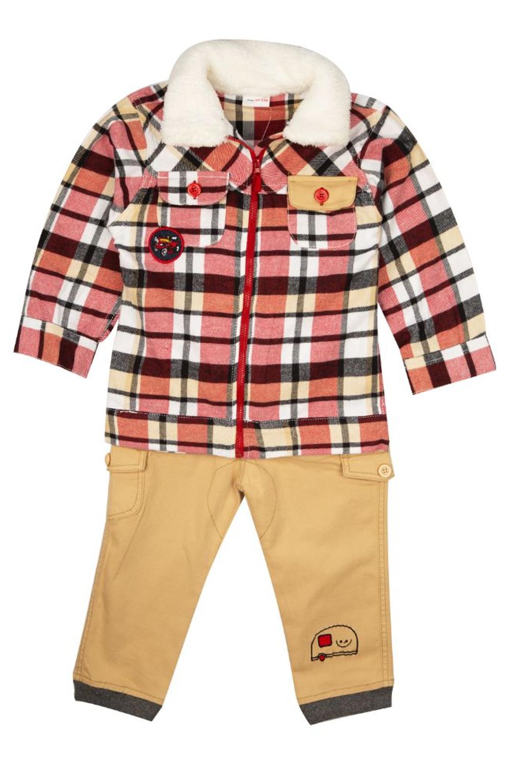 Mee Mee Boys Full Sleeve Shirt With Cotton Pant Set (Red_Beige)